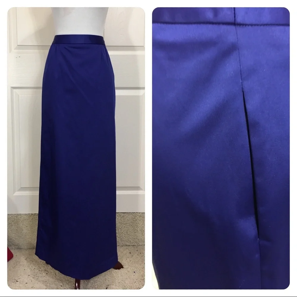 NWT!  Talbots $179 DUCHESSE SATIN Royal Blue Skirt